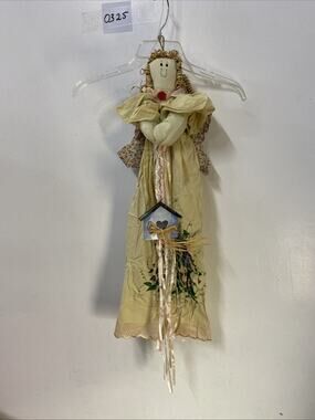 Vtg "Home Sweet Home" Country Angel Rag Doll 28” Tall W/Dress~Doll 14”